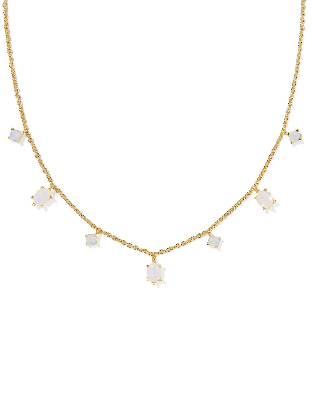 Kendra Scott Gold Necklace with White Opal Station Stones